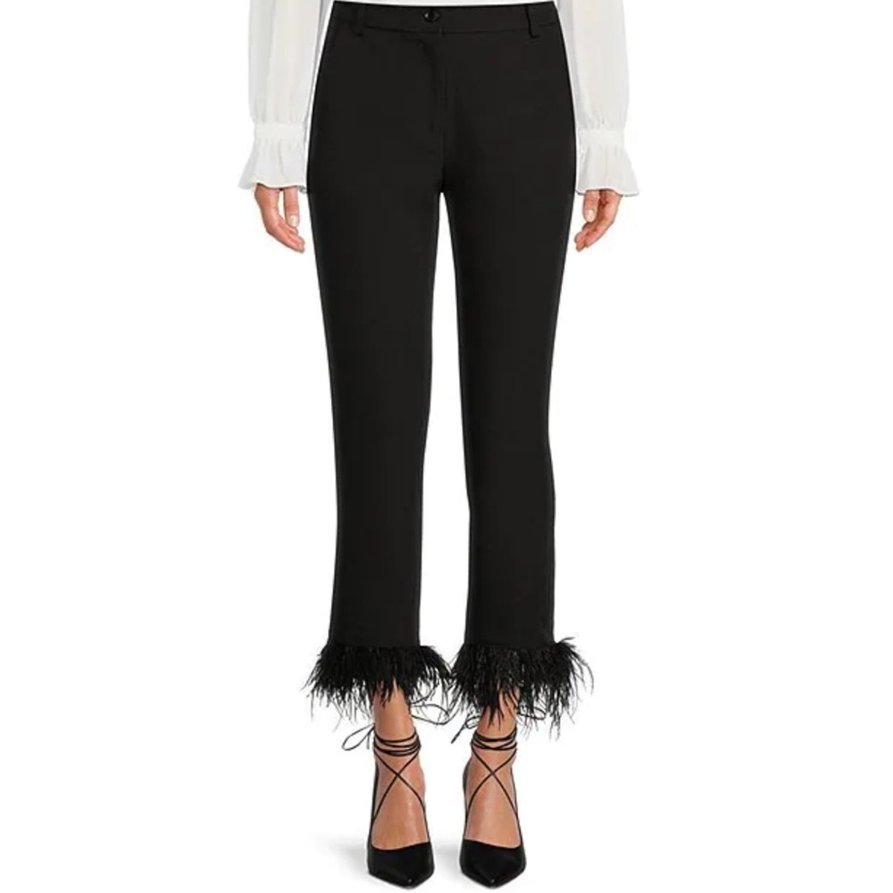 Gibson Latimer black feather hem trousers-12